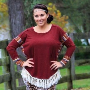 Burgandy Boho top